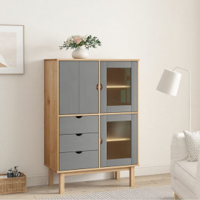 Highboard Brown Solid pine wood, engineered wood