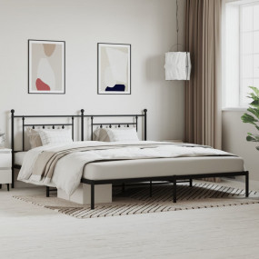 Bed Frame Black Powder-Coated Steel 78.7 x 78.7 in Bed ...