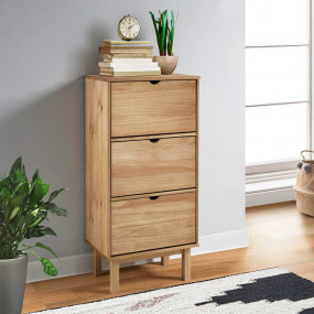 Shoe Cabinet Brown Solid Pine Wood Medium Shoe Cabinet