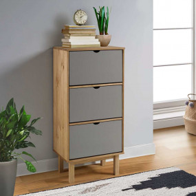 Shoe Cabinet Brown and Grey Solid pine wood, Engineered...