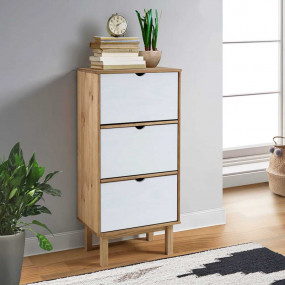 Shoe Cabinet Brown and White Solid pine wood and engine...