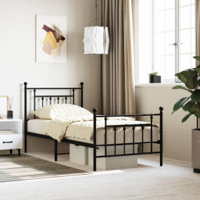 Bed Frame Black Steel Twin Bed Frame Rectangular Indust...
