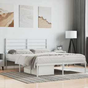 Bed Frame White Powder-Coated Steel Small Double Bed Fr...