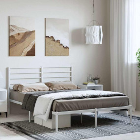 Bed Frame White Steel Full Bed Frame Rectangular Full B...
