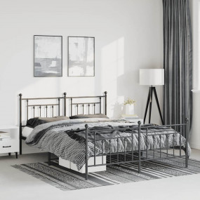 Bed Frame Black Powder-coated steel King Bed Frame Rect...