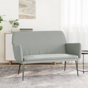 Bench Light grey Velvet, Metal, Plywood 2-Seater Lovese...