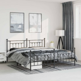 Bed Frame Black Powder-Coated Steel 72 x 84 in Bed Fram...