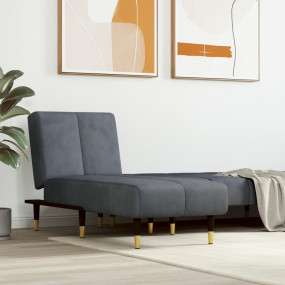Chaise Lounge Dark Grey Velvet 21.7 in x 55.1 in x 27.6...