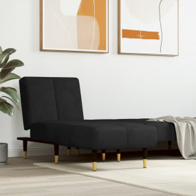 Chaise Long Black Velvet (100% polyester), plywood, met...
