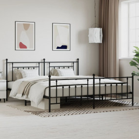 Bed Frame Black Powder-Coated Steel 78.7 x 78.7 in Bed ...