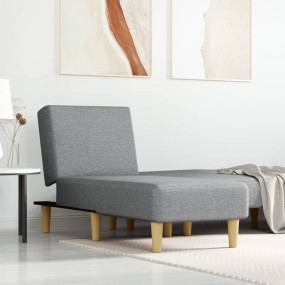 Chaise Long Light Grey Fabric (100% polyester) and plyw...