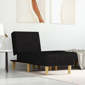 Chaise Lounge Black Polyester, Plywood One size