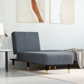 Chaise Long Dark grey Velvet (100% polyester), plywood,...
