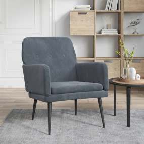 Armchair Dark grey Velvet (100% polyester), metal, plyw...