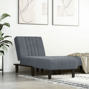 Chaise Lounge Dark Grey Velvet (100% polyester), Plywoo...