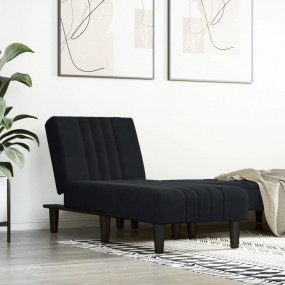 Chaise Long Black Velvet (100% polyester), plywood Medi...