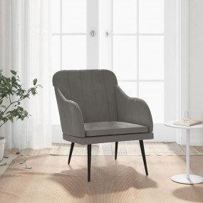 Armchair Dark grey Velvet (100% polyester), Metal, Plyw...