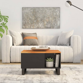Coffee Table Natural and Black Solid Acacia Wood, Iron ...