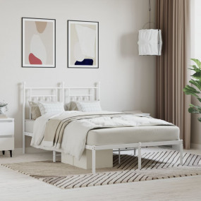 Bed Frame White Steel Small Double Bed Frame Rectangula...