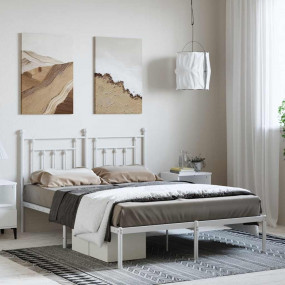 Bed Frame White Powder-coated steel King Size Bed Frame