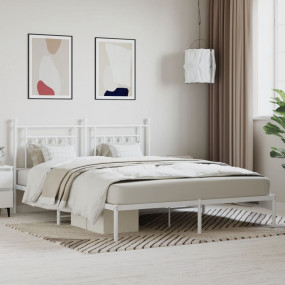 Bed Frame White Powder-coated steel 63x79 in Bed Frame