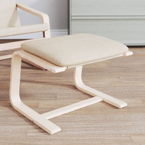 Footstool Cream 100% polyester fabric Compact Removable...