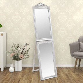 Free-standing Mirror Silver Glass, eucalyptus wood, eng...