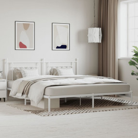 Bed Frame White Steel Double Bed Frame Rectangular Indu...