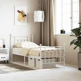 Bed Frame White Steel Small Single Bed Frame Rectangula...