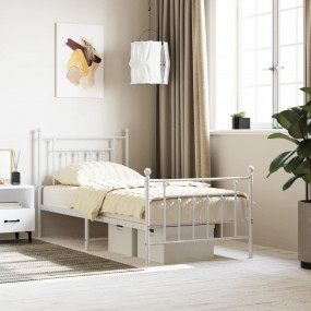 Bed Frame White Steel Twin Bed Frame Rectangular Tradit...
