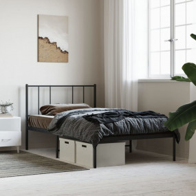 Bed Frame Black Powder-coated steel Twin Bed Frame Rect...