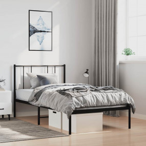 Bed Frame Black Powder-Coated Steel Twin Durable Bed Fr...