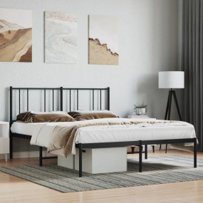 Bed Frame Black Steel Small Double Rectangular Durable
