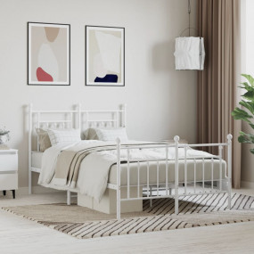Bed Frame White Powder-Coated Steel 47.2 x 78.7 in Bed ...