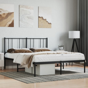 Bed Frame Black Steel 63 x 79 in Bed Frame Rectangular