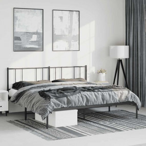 Bed Frame Black Powder-Coated Steel 72 x 84 in Bed Fram...
