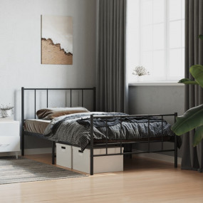 Bed Frame Black Powder-coated steel Small Single Storag...