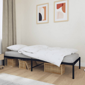 Bed Frame Black Powder-Coated Steel Small Single Metal ...
