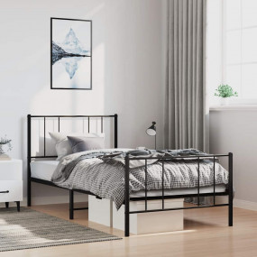 Bed Frame Black Steel 39.4 x 74.8 in Bed Frame Rectangu...