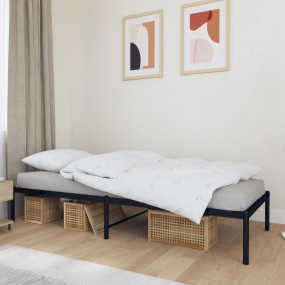 Bed Frame Black Steel Twin Bed Frame Rectangular Tradit...
