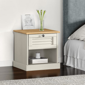 Bedside Cabinet White Solid pine wood, engineered wood,...