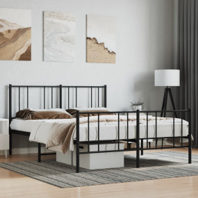 Bed Frame Black Steel Double Bed Frame Rectangular