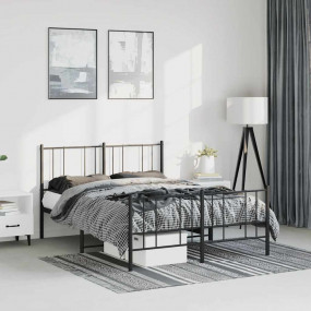 Bed Frame Black Powder-Coated Steel 59 x 79 in King Siz...