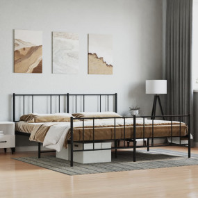 Bed Frame Black Powder-coated steel King Bed Frame Rect...