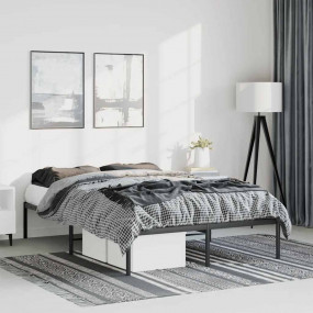 Bed Frame Black Powder-Coated Steel Full Bed Frame Rect...