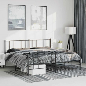 Bed Frame Black Powder-Coated Steel 72 x 84 in Bed Fram...