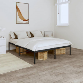 Bed Frame Black Powder-coated steel Full Bed Frame Rect...