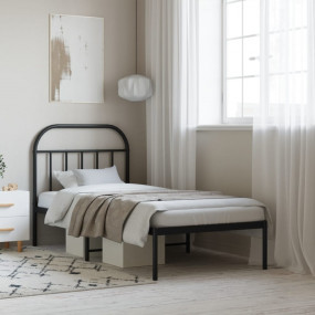 Bed Frame Black Powder-coated Steel Twin Bed Frame Rect...