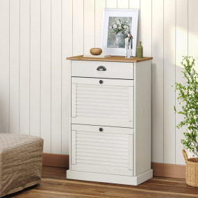 Shoe Cabinet White Solid pine wood, engineered wood, me...