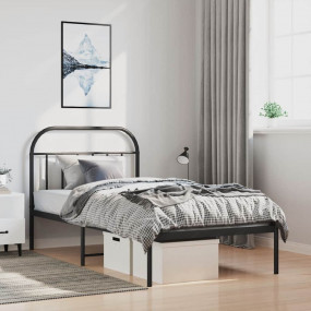 Bed Frame Black Powder-Coated Steel Single Bed Frame